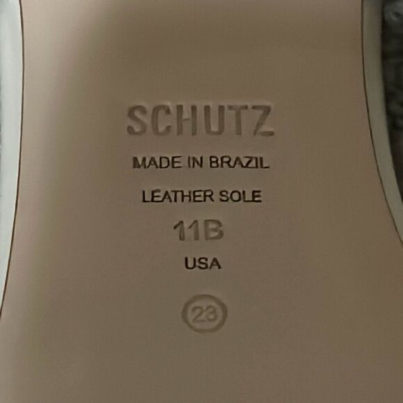 Schutz Women's 11 Block Heel Leather Strappy Slip On Sandals Ivory Cream New - Picture 8 of 9